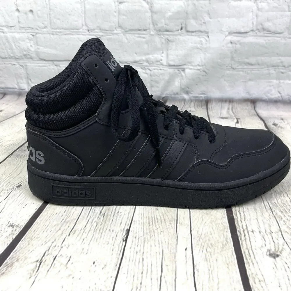 Adidas Hoops 3.0 Sneakers Men's Size 8 Classic Mid Top Triple Black Basketball